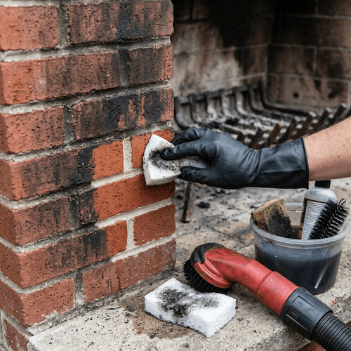A Conrad’s technician performing soot cleanup at a home in East Tennessee.