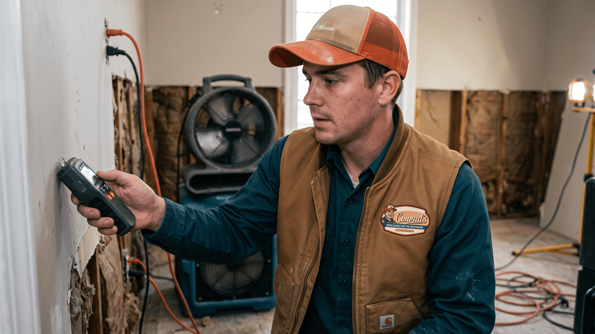 A Conrad’s technician at work on a job in East Tennessee.